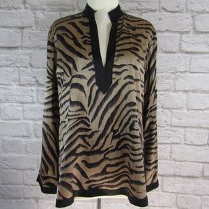 Chico’s silk animal print long sleeve tunic